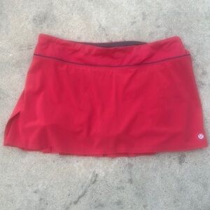 Lululemon Red Pleated w Grey Lined Shorts Tennis/Golf/Pickleball Skort Womens 10